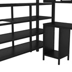 Lit mezzanine Whisen 56''L x 92.7''W de conception moderne avec cadre en métal, taille standard, avec bureau et armoire