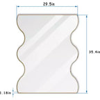 Miroir mural rectangulaire doré 30x35 avec cadre en métal ondulé pour salle de bain, salon, chambre à coucher