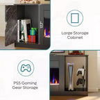 Meuble TV moderne Bestier avec cheminée et 70 LED, pour téléviseurs jusqu'à 80 pouces, console TV de jeu PS5 avec cheminée 36 pouces et placard pour salon