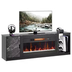 Meuble TV moderne Bestier avec cheminée et 70 LED, pour téléviseurs jusqu'à 80 pouces, console TV de jeu PS5 avec cheminée 36 pouces et placard pour salon