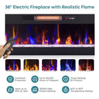 Meuble TV moderne Bestier avec cheminée et 70 LED, pour téléviseurs jusqu'à 80 pouces, console TV de jeu PS5 avec cheminée 36 pouces et placard pour salon