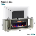 Meuble TV moderne Bestier avec cheminée et 70 LED, pour téléviseurs jusqu'à 80 pouces, console TV de jeu PS5 avec cheminée 36 pouces et placard pour salon