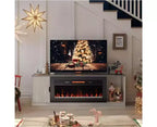 Meuble TV moderne Bestier avec cheminée et 70 LED, pour téléviseurs jusqu'à 80 pouces, console TV de jeu PS5 avec cheminée 36 pouces et placard pour salon