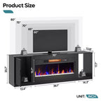 Meuble TV moderne Bestier avec cheminée et 70 LED, pour téléviseurs jusqu'à 80 pouces, console TV de jeu PS5 avec cheminée 36 pouces et placard pour salon