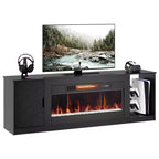 Meuble TV moderne Bestier avec cheminée et 70 LED, pour téléviseurs jusqu'à 80 pouces, console TV de jeu PS5 avec cheminée 36 pouces et placard pour salon