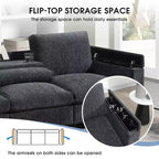 Canapé modulable multifonctionnel GDFStudio Yedda 96 en chenille avec table rabattable et porte-gobelets