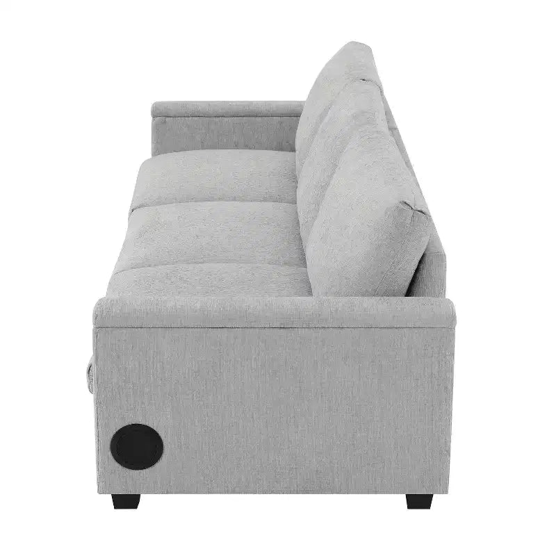 Canapé modulable multifonctionnel GDFStudio Yedda 96 en chenille avec table rabattable et porte-gobelets