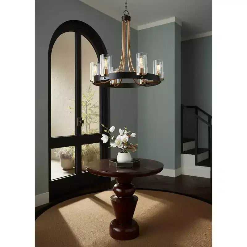 Table piédestal 55 Downing Street Glenn de 76 cm de large en placage de chêne