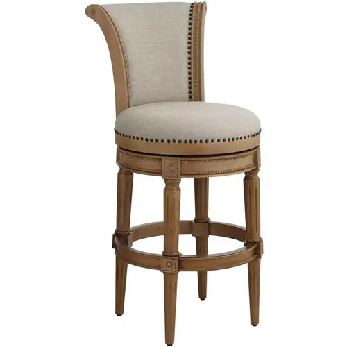 55 Downing Street Oliver 30 1/2 High Sand Fabric Scroll Back Swivel Bar Stool