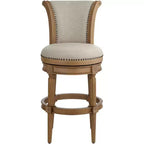 55 Downing Street Oliver 30 1/2" Chaise de bar pivotante à dossier roulé en tissu de sable