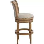 55 Downing Street Oliver 30 1/2" Chaise de bar pivotante à dossier roulé en tissu de sable