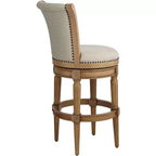 55 Downing Street Oliver 30 1/2" Chaise de bar pivotante à dossier roulé en tissu de sable