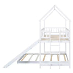 Lit superposé cabane Whisen House Design avec toboggan et échelle intégrée, couchage double sur lit double