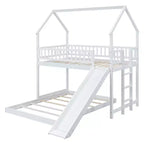Lit superposé cabane Whisen House Design avec toboggan et échelle intégrée, couchage double sur lit double