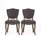 Lot de 2 chaises de salle à manger contemporaines Christopher Knight Home Colosseum avec boutons touffetés et pieds en bois d'hévéa
