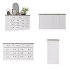 Commode de rangement Famapy Blanche à 9 Tiroirs : Design Élégant avec Poignées en Laiton Antique et Plateau Rustique pour un Attrait Particulier