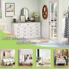 Commode de rangement Famapy Blanche à 9 Tiroirs : Design Élégant avec Poignées en Laiton Antique et Plateau Rustique pour un Attrait Particulier