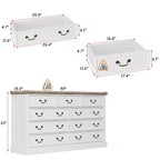 Commode de rangement Famapy Blanche à 9 Tiroirs : Design Élégant avec Poignées en Laiton Antique et Plateau Rustique pour un Attrait Particulier