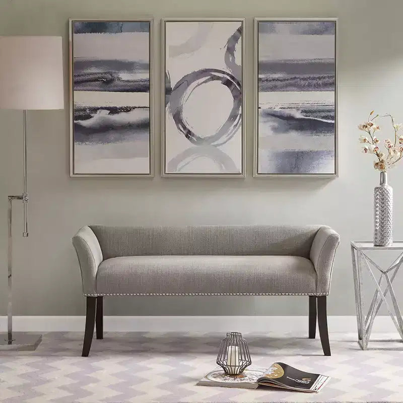 Banc en bois à pieds évasés rembourré Christopher Knight Home Maggie 49,50 avec garniture cloutée