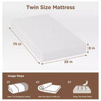 BestMassage Matelas en mousse à mémoire de forme et gel de 20 cm, fermeté moyenne, pour un sommeil frais et un soulagement de la pression, certifié CertiPUR-US.