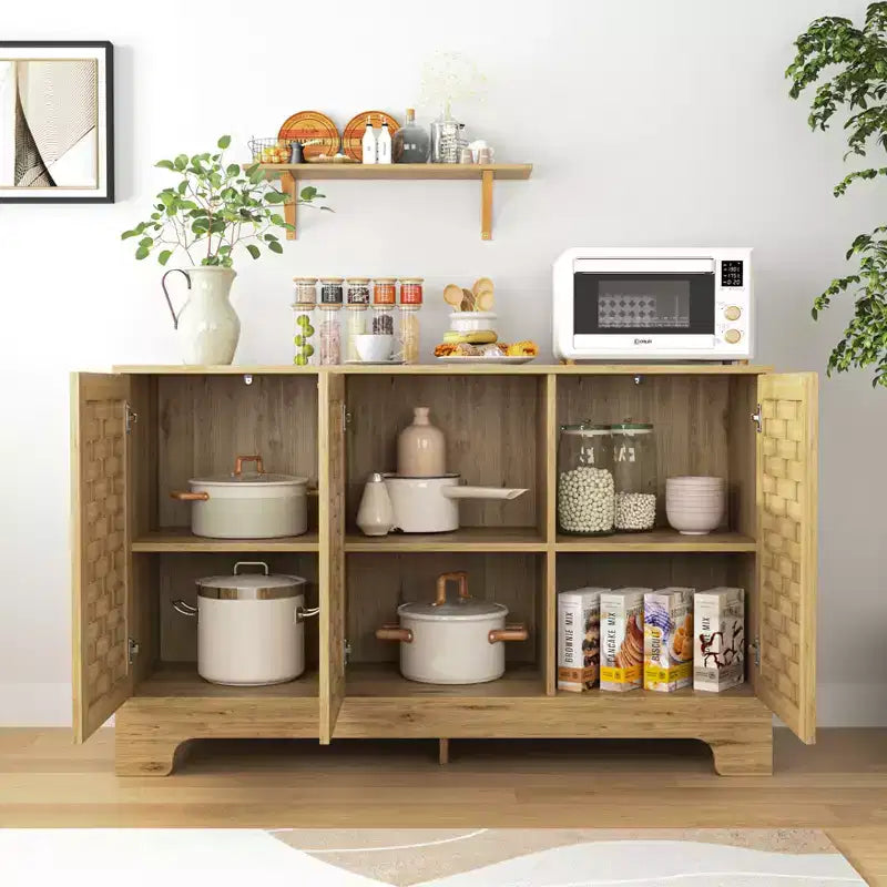 GDFStudio Francis Farmhouse, buffet/bahut de rangement en bois à 3 portes de 47,24 po de largeur, avec tablette ajustable