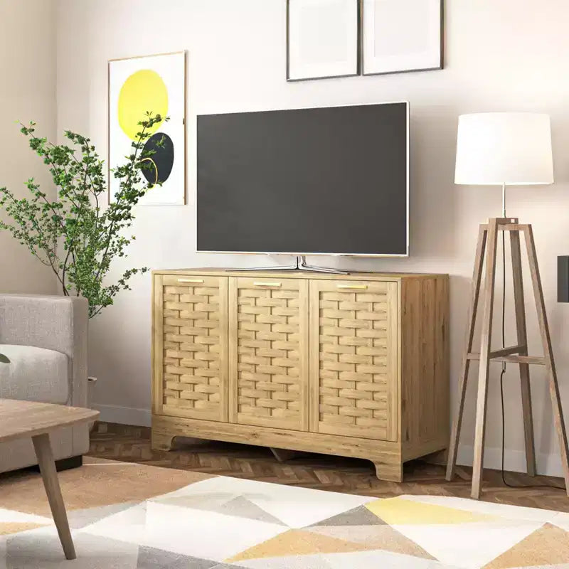 GDFStudio Francis Farmhouse, buffet/bahut de rangement en bois à 3 portes de 47,24 po de largeur, avec tablette ajustable