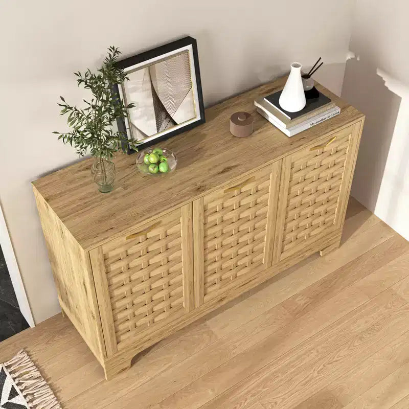 GDFStudio Francis Farmhouse, buffet/bahut de rangement en bois à 3 portes de 47,24 po de largeur, avec tablette ajustable