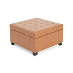 Christopher Knight Home Ellie Pouf de rangement capitonné contemporain en similicuir et bois de bouleau