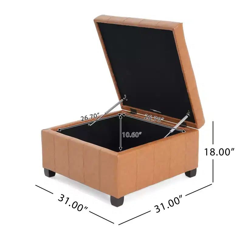 Christopher Knight Home Ellie Pouf de rangement capitonné contemporain en similicuir et bois de bouleau