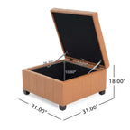 Christopher Knight Home Ellie Pouf de rangement capitonné contemporain en similicuir et bois de bouleau