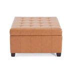 Christopher Knight Home Ellie Pouf de rangement capitonné contemporain en similicuir et bois de bouleau