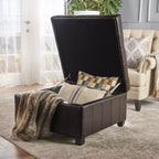 Christopher Knight Home Ellie Pouf de rangement capitonné contemporain en similicuir et bois de bouleau