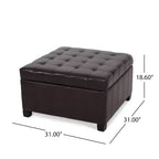 Christopher Knight Home Ellie Pouf de rangement capitonné contemporain en similicuir et bois de bouleau