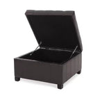 Christopher Knight Home Ellie Pouf de rangement capitonné contemporain en similicuir et bois de bouleau