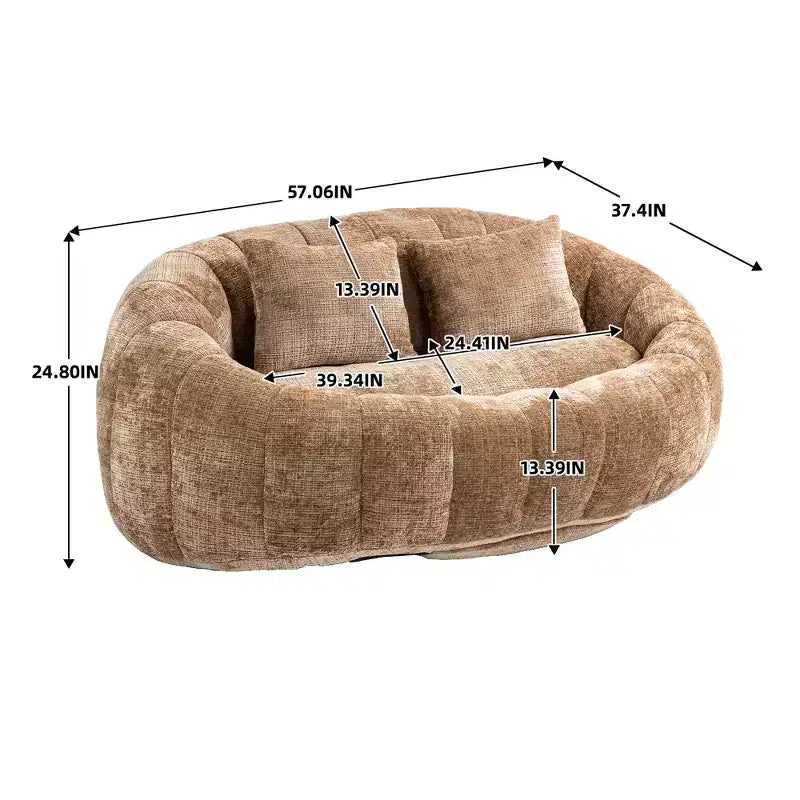 Canapé-poire GDFStudio Anna Chenille Tufted 57,06" L avec 2 coussins