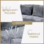 Canapé-poire GDFStudio Anna Chenille Tufted 57,06" L avec 2 coussins