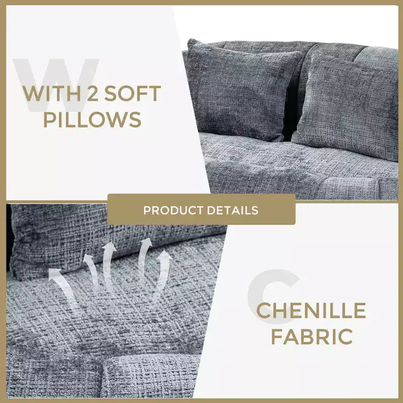 Canapé-poire GDFStudio Anna Chenille Tufted 57,06" L avec 2 coussins