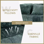 Canapé-poire GDFStudio Anna Chenille Tufted 57,06" L avec 2 coussins