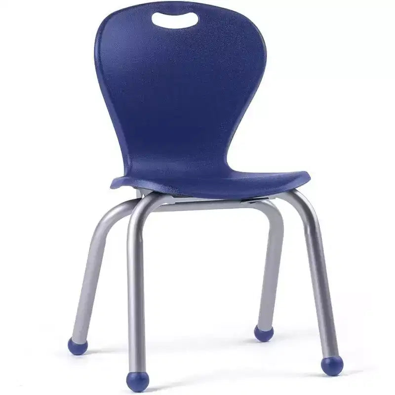 Ensemble table et chaises d'activités Bintiva - Table de 24x48 à bord noir laqué avec pieds réglables et 4 chaises de classe ZUUL bleues de 12 pouces.
