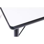 Ensemble table et chaises d'activités Bintiva - Table de 24x48 à bord noir laqué avec pieds réglables et 4 chaises de classe ZUUL bleues de 12 pouces.