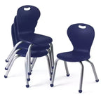 Ensemble table et chaises d'activités Bintiva - Table de 24x48 à bord noir laqué avec pieds réglables et 4 chaises de classe ZUUL bleues de 12 pouces.