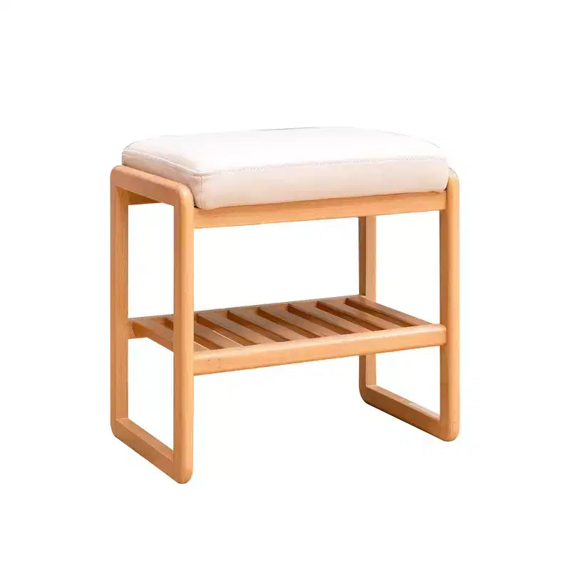 GDFStudio Broderick, banc rembourré avec étagère à chaussures à lattes en bois de hêtre, 23,63 po de largeur