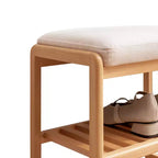 GDFStudio Broderick, banc rembourré avec étagère à chaussures à lattes en bois de hêtre, 23,63 po de largeur