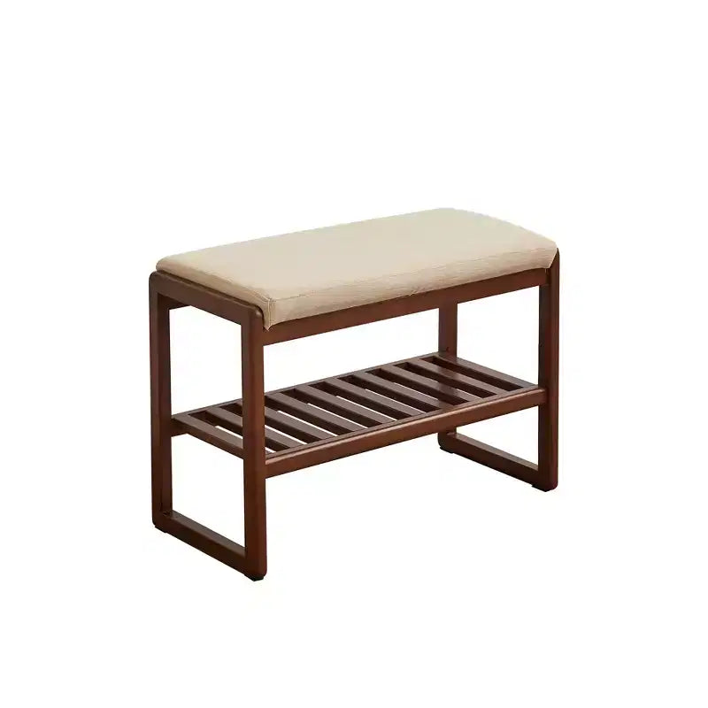 GDFStudio Broderick, banc rembourré avec étagère à chaussures à lattes en bois de hêtre, 23,63 po de largeur