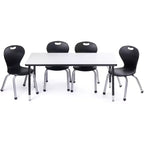 Ensemble Table et Chaises d'Activité Bintiva, Table noire à bord pulvérisé 60x120 cm avec pieds réglables et 4 Chaises de Classe 12 ZUUL noires