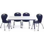 Ensemble table et chaises d'activités Bintiva – Table noire pulvérisée 24x48 avec pieds réglables et 4 chaises de classe ZUUL bleues de 14 po