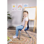 Ensemble table et chaises d'activités Bintiva – Table noire pulvérisée 24x48 avec pieds réglables et 4 chaises de classe ZUUL bleues de 14 po
