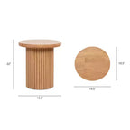Jennifer Taylor Home Kenzie Table d'appoint ronde cannelée de 19,5 po en bois d'hévéa brun clair naturel