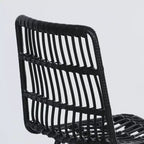 HOMCOM Tabourets de Bar Hauteur Comptoir en Rotin, Lot de 2, Tabourets de Bar en Osier de 66 cm avec Dossier, Chaises de Bar pour Îlot de Cuisine, Comptoir de Cuisine, Salle à Manger, Noir