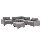 Canapé d'angle en U Whisen Chenille avec 2 consoles, chargeur USB, tiroirs et poches de rangement et pouf mobile